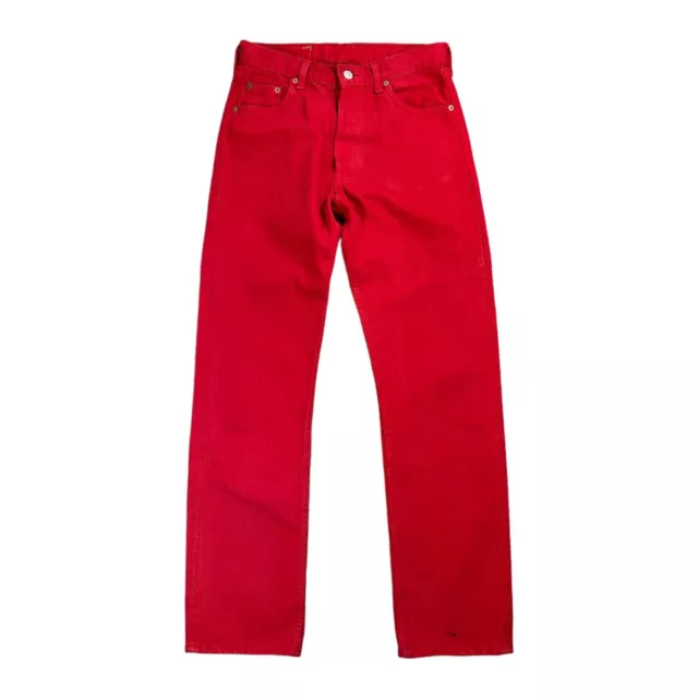 Levi's 501 Hergestellt IN USA 90s Rot Vintage Jeans Slim Gerade Größe W29L30