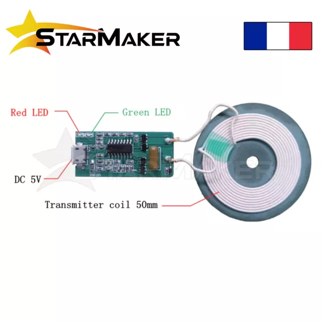 Chargeur à Induction universel 5V 1A Micro USB Téléphone Module DIY bobine 5W 2