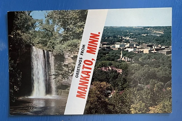 Mankato MN Multi View Banner Greeting Postcard Aerial View Minneopa Falls