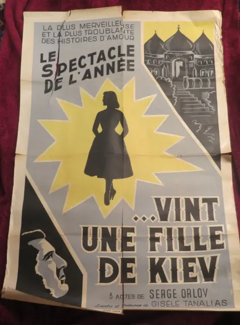 KievPoster -TheGirl From Kiev - VINT une FILLE deKIEV RARE 1950's Theatre Poster