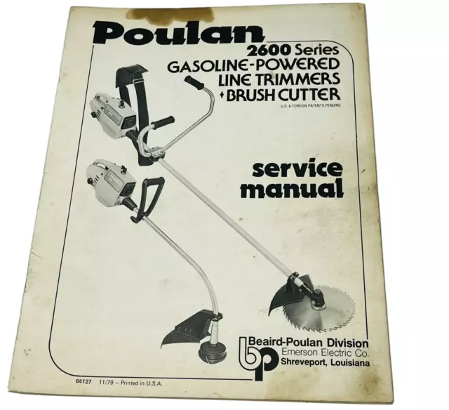 Cortador de cepillos herbívoros Poulan serie 2600 servicio propietarios operadores manual 64127