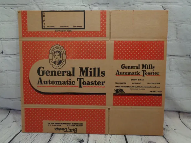 Vintage General Mills Betty Crocker Automatic Toaster Box 1952 NEW! Box Only!