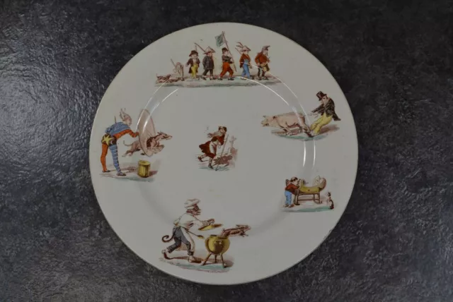 Ancienne Grande Assiette Plate Humoristique De Keller Guerin A Luneville N°1