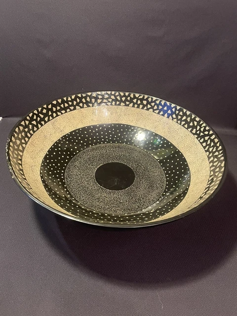 Vintage Large Oggetti Wood Lacquer Decorative Bowl