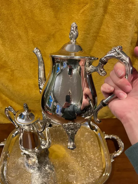 Vintage Gorham Newport Silverplate Tea Set - 2 Tea pitchers + Tray 2