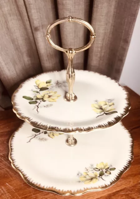 Royal Winton Grimwades ~ Beautiful yellow Flower 2 Tier Cake Stand Afternoon Tea 2