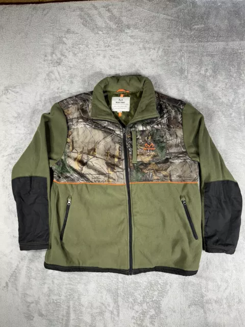 Realtree Jacket Fleece Full Zip Green Camo Polyester Men's Size XL Large