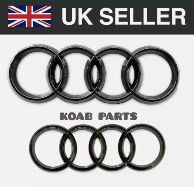 Audi Gloss Black Badge Rings Set Front Grille Rear Boot 273mm 192mm A1 A3 A4 A5