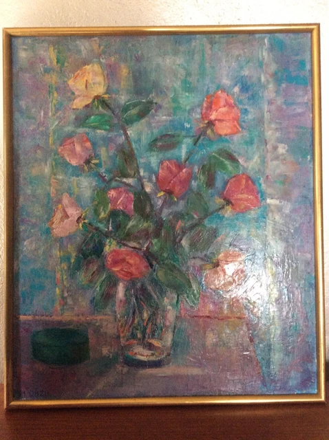 TABLEAU HUILE SUR TOILE BOUQUET DE FLEURS XXème signé
