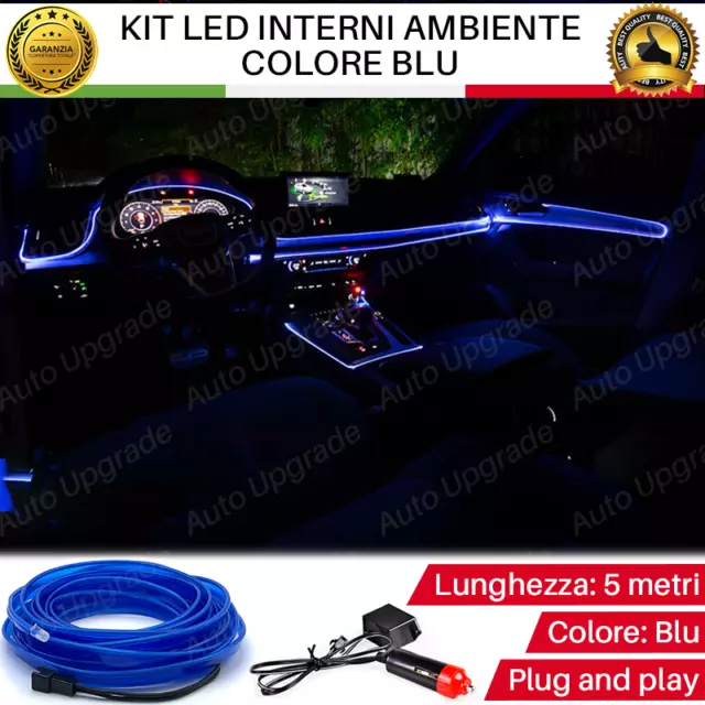 Kit Led Interni Luce Ambiente Fibra Ottica Blu 5 Metri Per Fiat Grande Punto