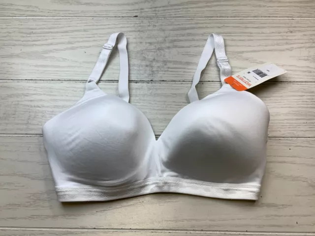 Warners Cloud 9 Soft Wireless Bra, Women's Size 36D, White NEW MSRP $44