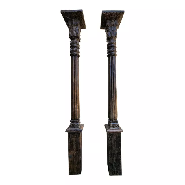 ARHAUS hand carved Decorative Teak Column - Dark Brown