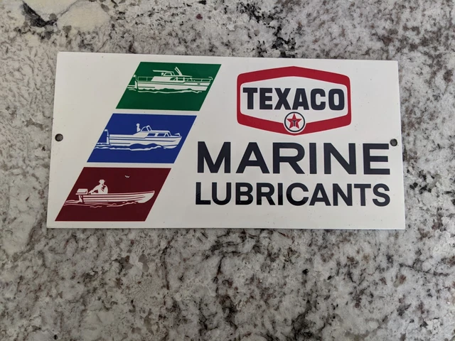 Vintage Texaco Marine Lubricants Gasoline Motor Oil Porcelain Gas Station Sign