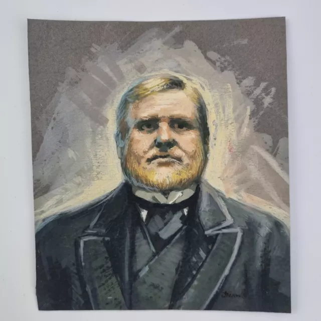 Michael Stennett Signed Gouache Portrait Of A Man "Ibsen Character"