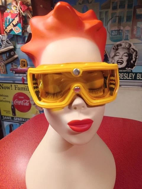 Vtg mid-century BARUFFALDI SKI MOTORCYCLE Goggles 1970’s Italy Snowmobile Yellow