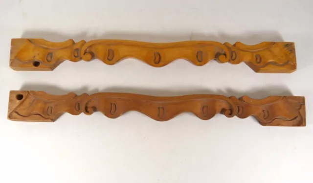 2 Antique Hand-Carved Architectural/Furniture Salvage Trim Rail Pieces  21 x 2"