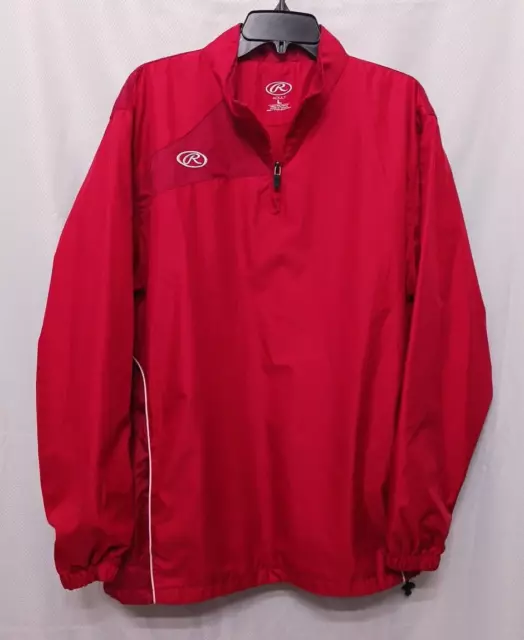 Rawlings Jacket Adult Large Red Athletic Windbreaker Lightweight Casual Full Zip