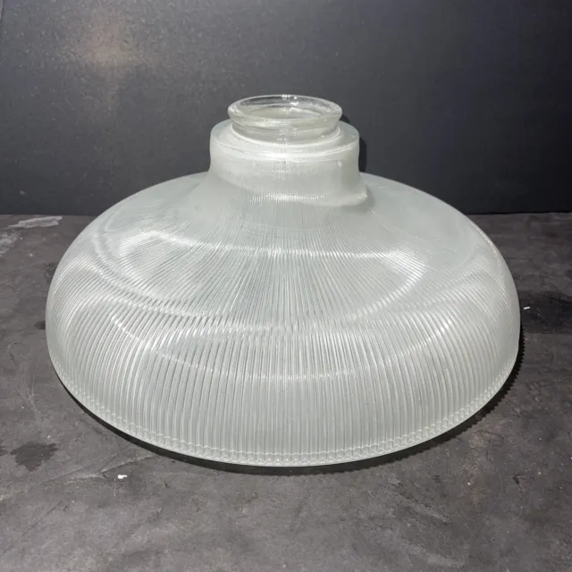 Vintage Industrial HOLOPHANE Glass Shade Pendant Light Globe 15” - Ribbed Design