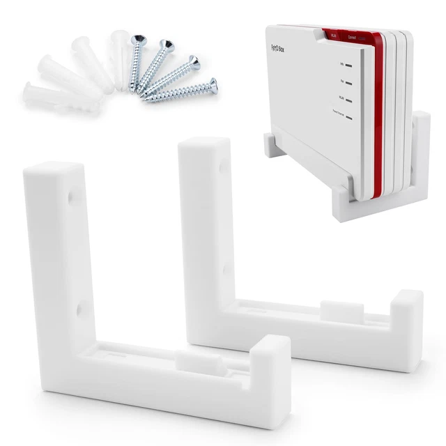 Supporto A Parete In Metallo Per Fritz!Box 6690/6591 - Con Gestione Cavi E Ventilazione, Bianco