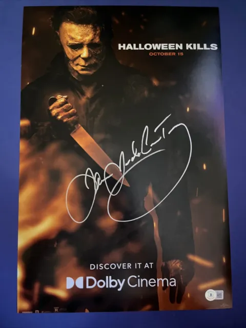 James Jude Courtney Signed Halloween Michael Myers 12x12 Poster BAS COA