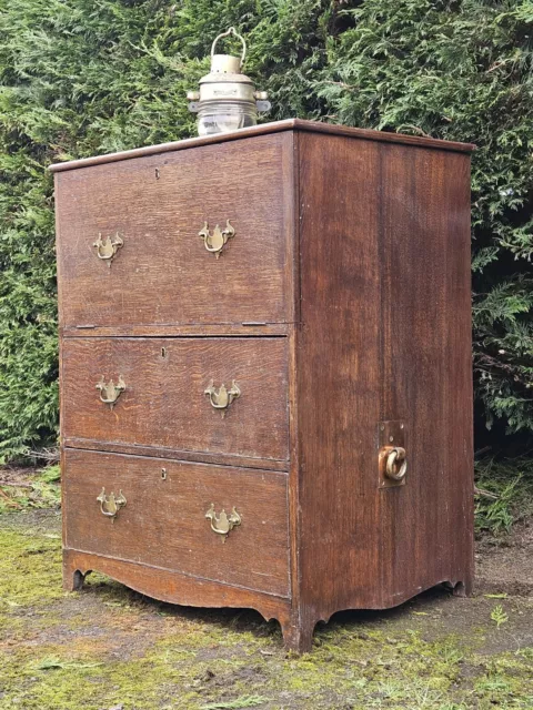Antique Campaign Style secretaire chest of drawers DELIVERY AVAILABLE