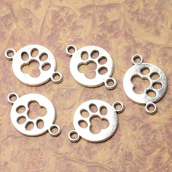 Tibetan silver plated footprint 2 holes connectors 30pcs  EF3528