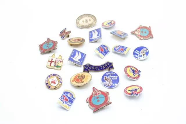 F x21 Vintage Badges & Pins Inc. Enamel, Butlins, British Red Cross etc