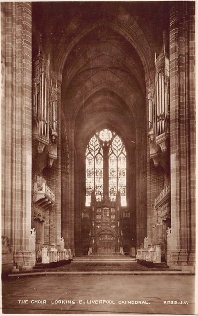 The Choir Looking East Cathedral Church Liverpool England Postcard Unposted RP