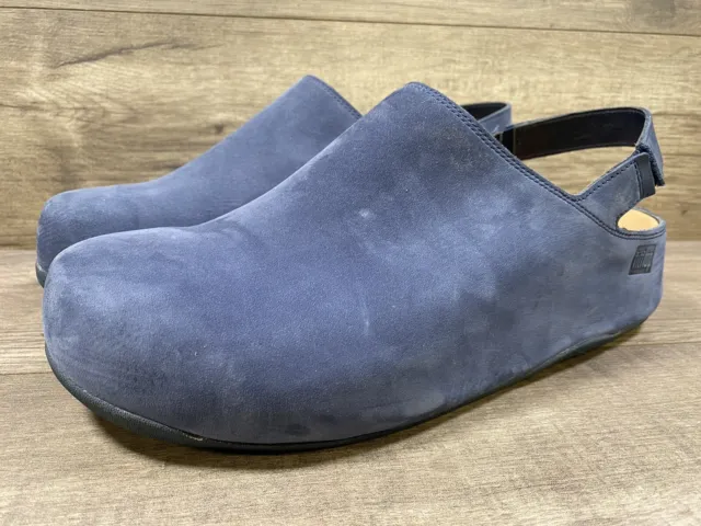 Fitflop Womens Navy Blue Suede Shuv Clog Back Strap Shoes Size 11