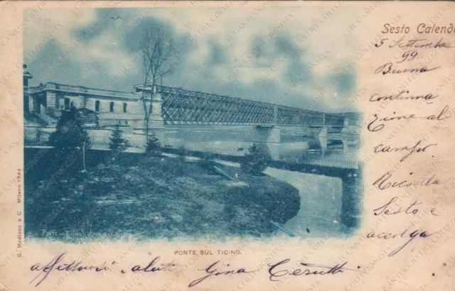 1899 SESTO CALENDE Ponte sul Ticino Varese Cartolina