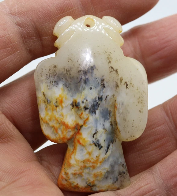Collection hand-carved Chinese HeTian white jade cicada pendant amulet D585