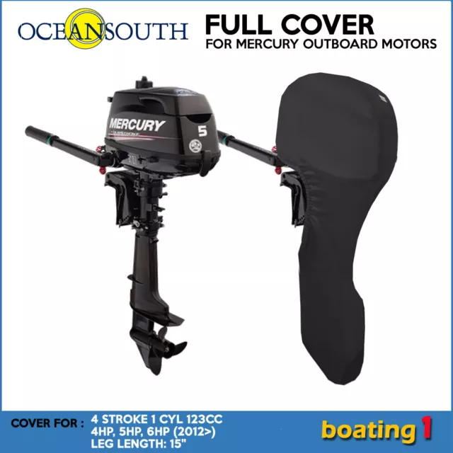 Mercury Outboard Boat Motor Engine Full Cover 4 STR 1 CYL 123CC 4HP-6HP - 15"