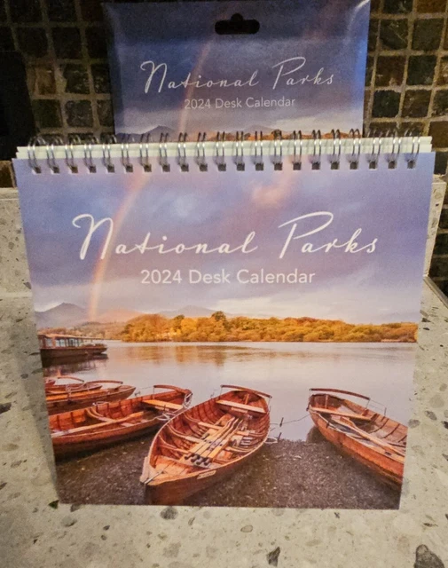 'NATIONAL PARKS' 2024 Free-Standing Spiral Desk Top Calendar. 2024 Desk