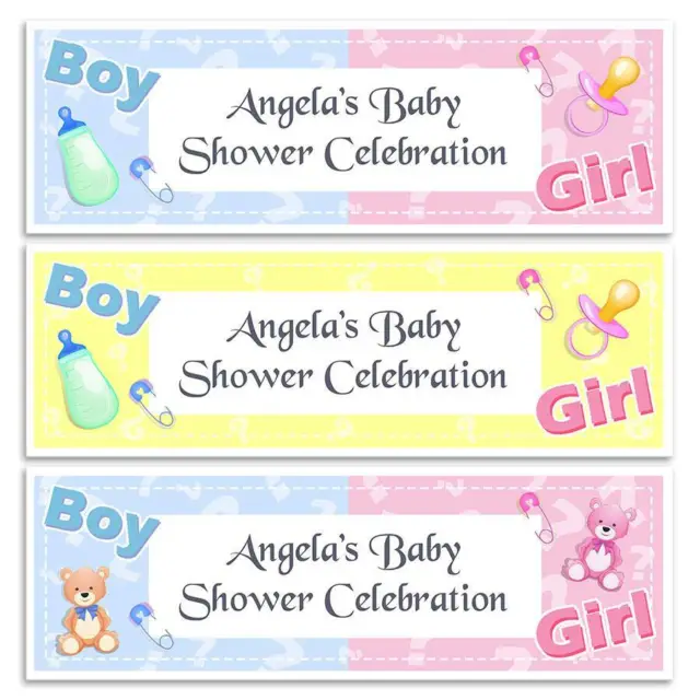 Gender Reveal Baby Shower Boy Girl Party Name Banners Wall Decoration