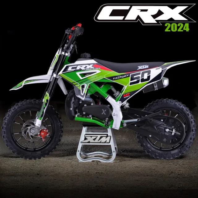XTM CRX 2024 Kids 49cc 50cc Petrol 2-Stroke Mini Dirt Bike Colour Coded Green