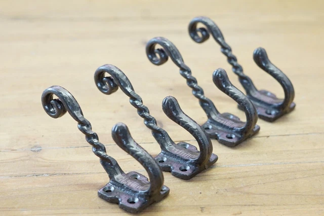 20 Iron Antique Style Coat Hooks Hat Rack Tree Restoration Double Long Fancy Lot 2