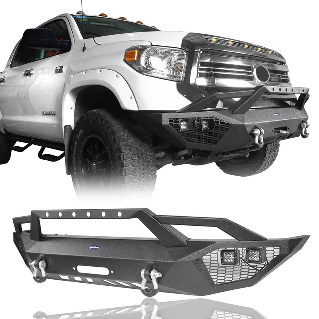 STEEL FRONT BUMPER Bar w/ Winch Plate, LED Lights for Toyota Tundra