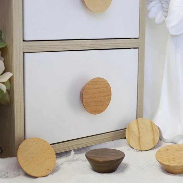 Accessoire Déco Chambre Enfant ShipeeKin Lot 8 Boutons De Tiroir En Bois - Motifs Météo (arc-en-ciel, Soleil, Nuage) - 35mm, Pour Chambre D'enfant Boutons Meuble Ronds 35mm