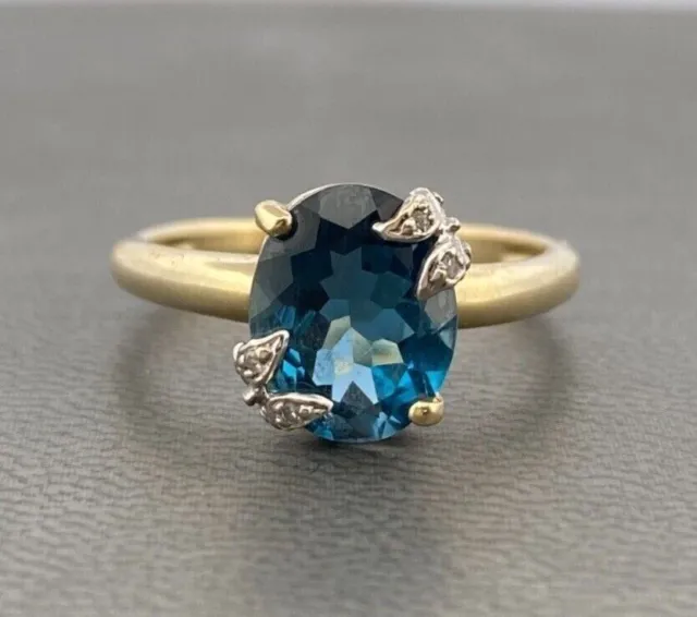 3CT OVAL SIMULATED Blue Topaz Solitaire Engagement Ring 14K Yellow Gold ...