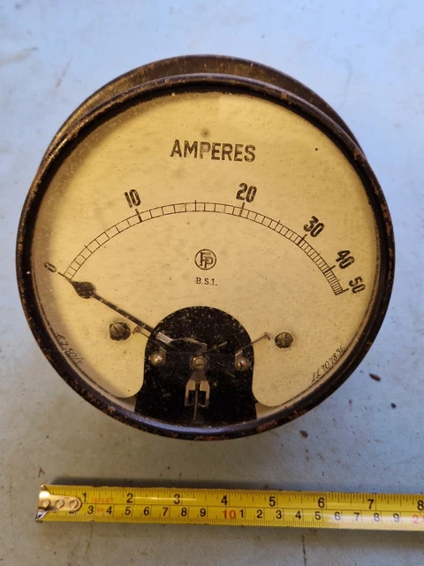 VINTAGE AMMETER GAUGE 50A Generator Showman Stationary Steam Traction ...