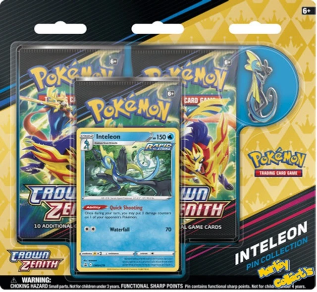 Pokemon Crown Zenith Inteleon Pin Collection Triple Blister Pack New & Sealed