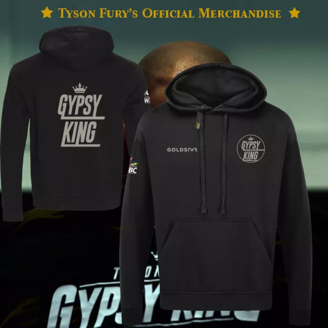 New Tyson Fury Gypsy King Mens Black Pull Over Hoodie Sweatshirt Silver Logo.