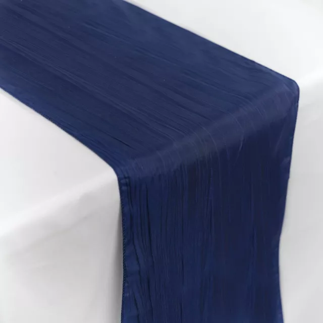 Navy Blue Taffeta Accord Crinkle Table Runners 30cm x 274cm or 12" x 108"