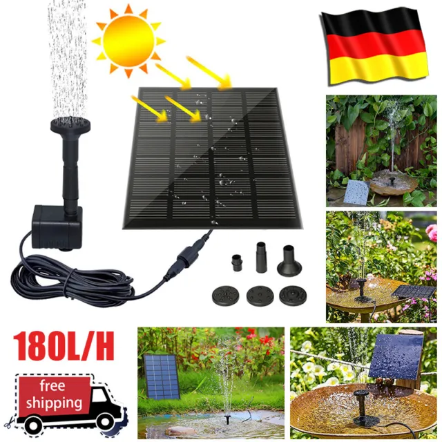 Solar Pumpe Teichpumpe Springbrunnen Gartenbrunnen Brunnen Fontäne mit Akku DE