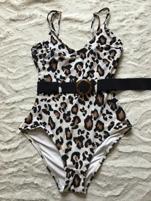 New Look Lepoard Print Swimsuit With Belt - size 8