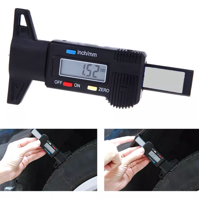 0-25.4MM Car Digital Tyre Tire Tread Depth Gauge Measurer Caliper LCD BSG