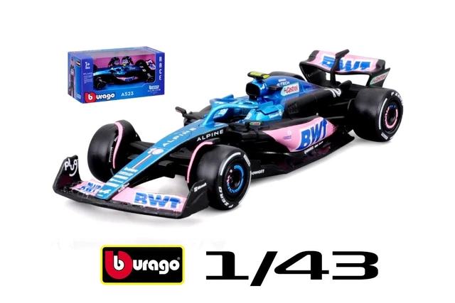 BBURAGO Renault Alpine A523 Pierre Gasly #10 2023 – Modèle réduit réaliste à l'échelle 1:43, piloté par Pierre Gasly, sous licence officielle Renault, âge recommandé 3+ ans