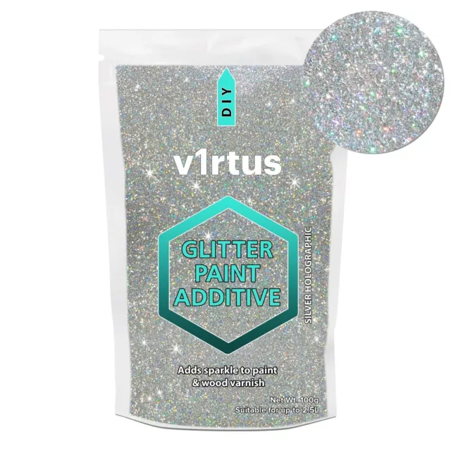 v1rtus Diamond Silver Holographic Glitter Paint Additive Emulsion Wall Wallpaper