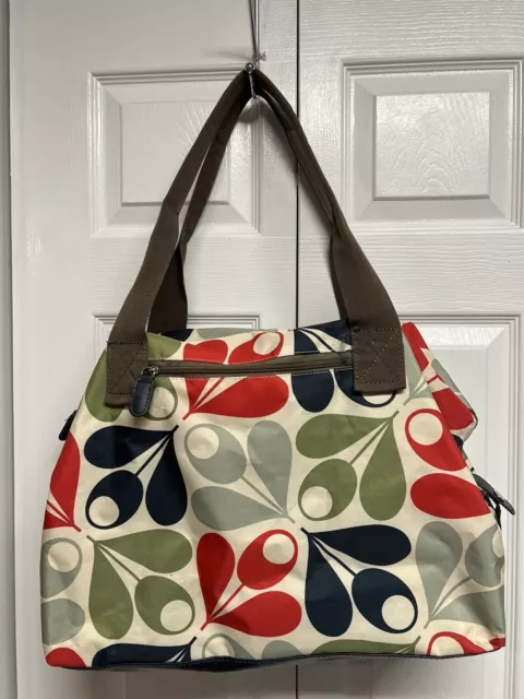 Orla Kiely Target large floral Canvas shoulder tote bag zip top  bag