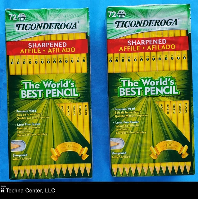 Dixon Ticonderoga HB #2, Yellow Sharpened Pencils, 72/Pack, 2 Packs